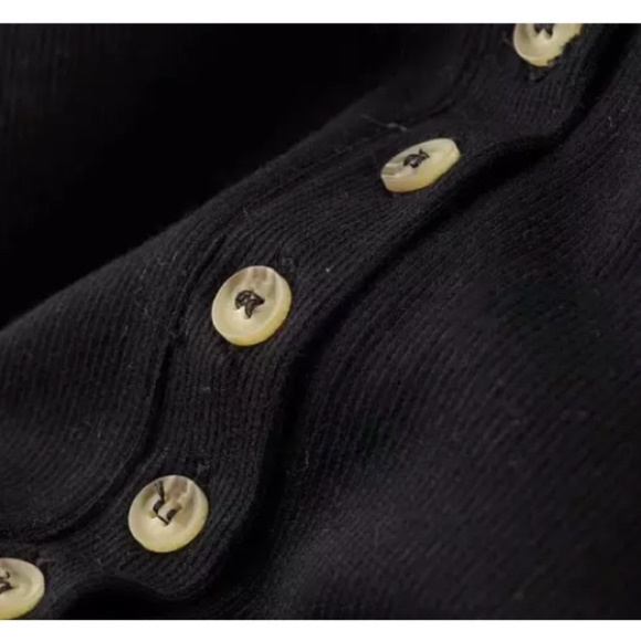 SOLD OUT The Cutest Black Ribbed Button Ruffled Bodysuit - Picture 3 of 3